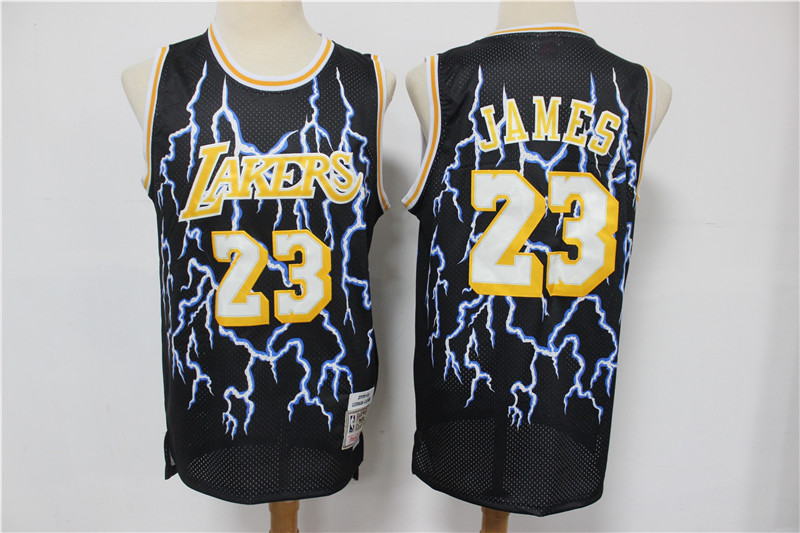 Lakers 23 Lebron James Black Hardwood Classics Lightning Limited Edition Jersey
