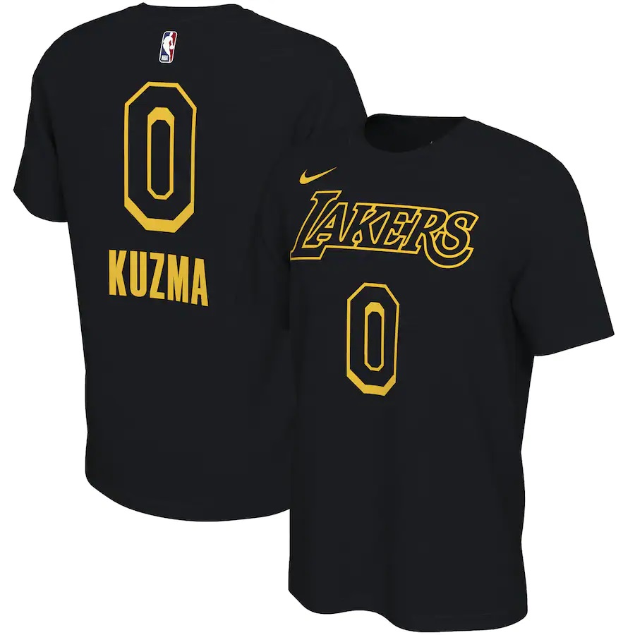 Lakers 0 Kyle Kuzma Black Nike Restart Name & Number T-Shirt - Click Image to Close