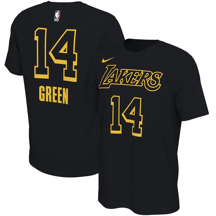 Lakers 14 Danny Green Black Nike Restart Name & Number T-Shirt