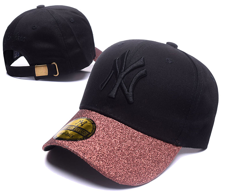 Yankees Team Logo Black Peaked Adjustable Hat SG