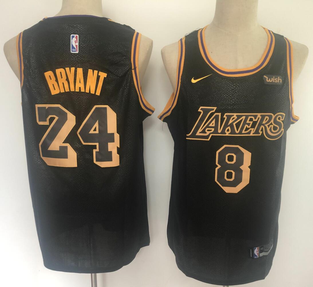 Lakers 8 & 24 Kobe Bryant Black Nike City Edition Swingman Jersey - Click Image to Close