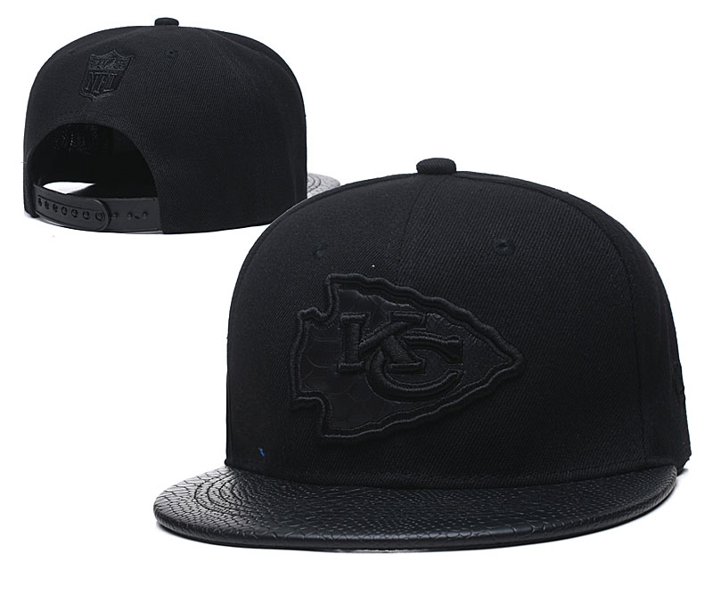 Chiefs Team Logo All Black Adjustable Hat TX - Click Image to Close