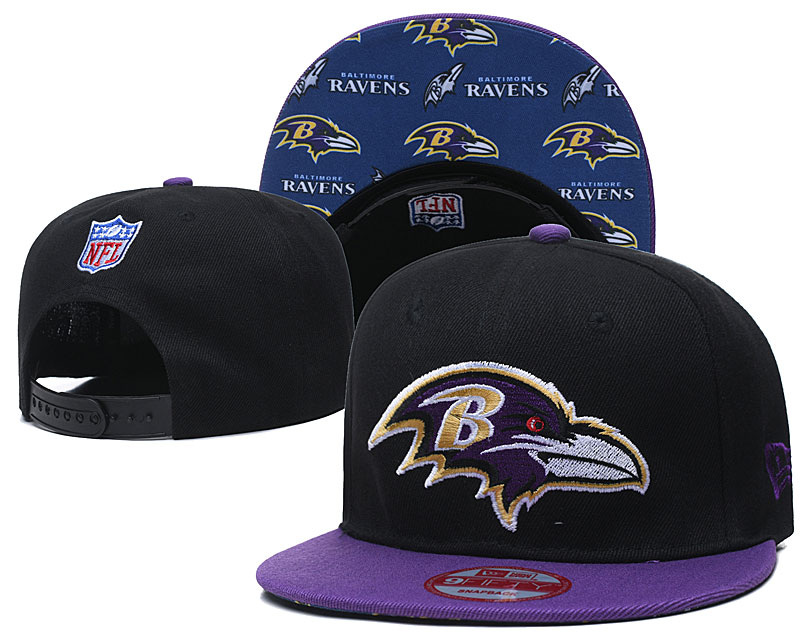 Ravens Team Logo Black Purple Adjustable Hat TX