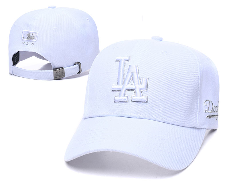Dodgers Team Logo All White Peaked Adjustable Hat TX