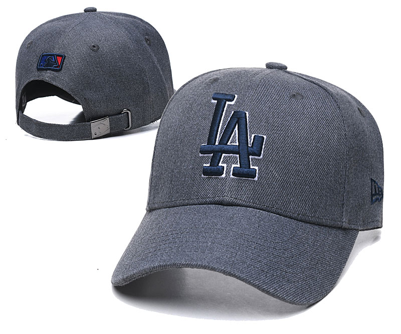 Dodgers Team Logo Gray Peaked Adjustable Hat TX - Click Image to Close