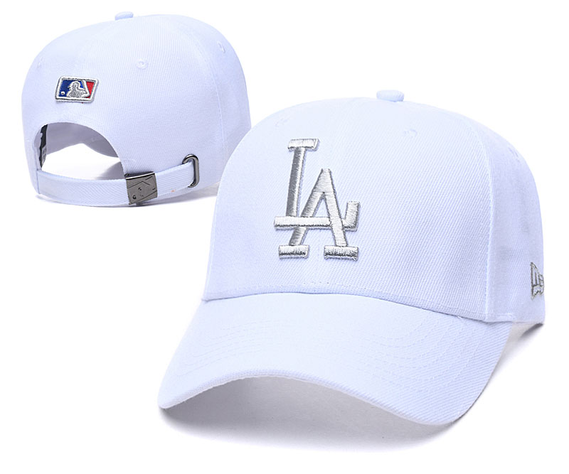 Dodgers Team Logo White Peaked Adjustable Hat TX - Click Image to Close