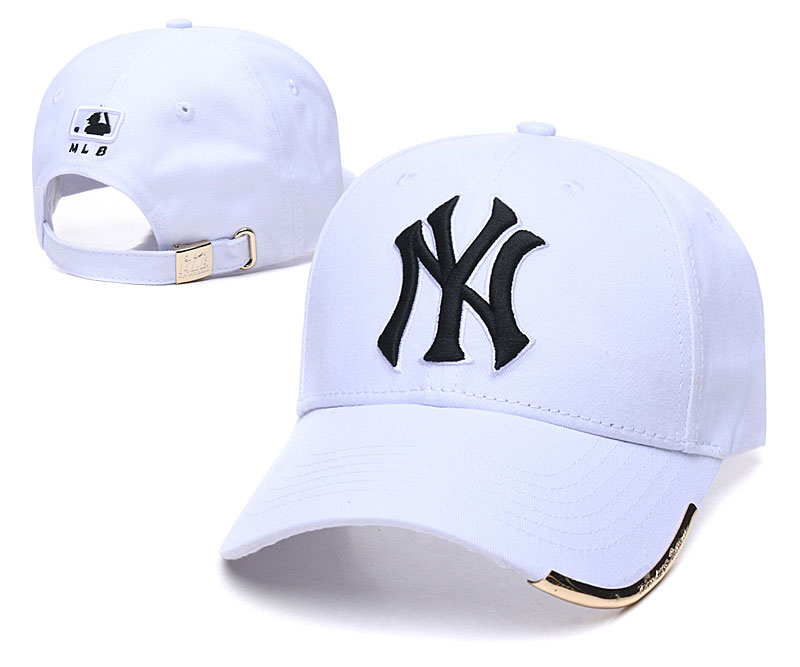Yankees Team Black Logo White Peaked Adjustable Hat TX