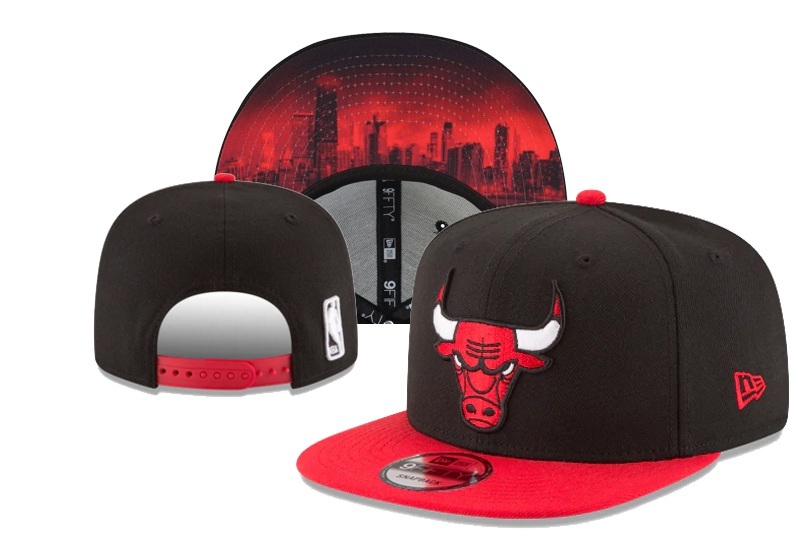 Bulls Team Logo Black Red Adjustable Hat YD