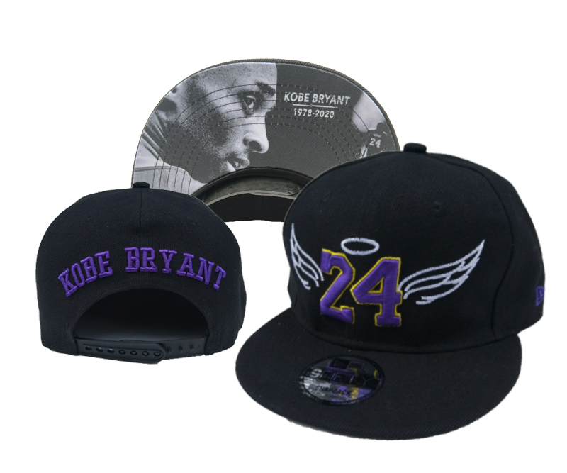 Lakers Fresh Logo 24 Kobe Bryant Black Adjustable Hat YD - Click Image to Close