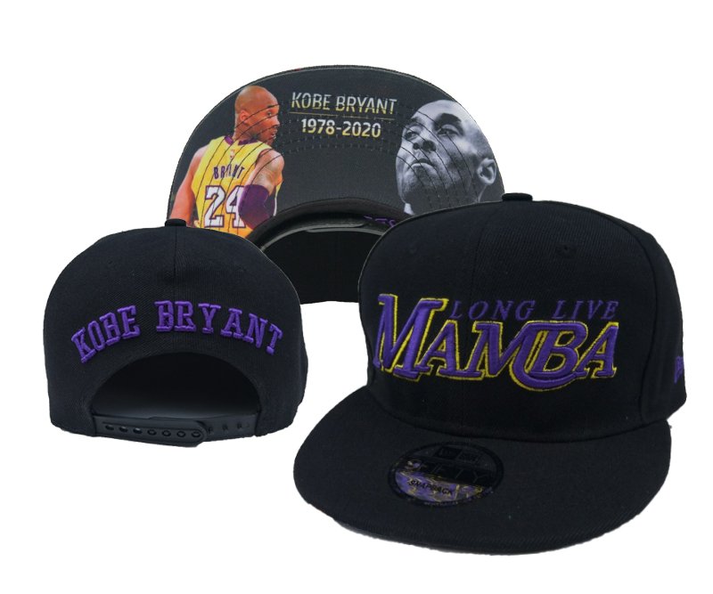 Lakers Team Logo 24 Kobe Bryant 1948 2020 Black Adjustable Hat YD