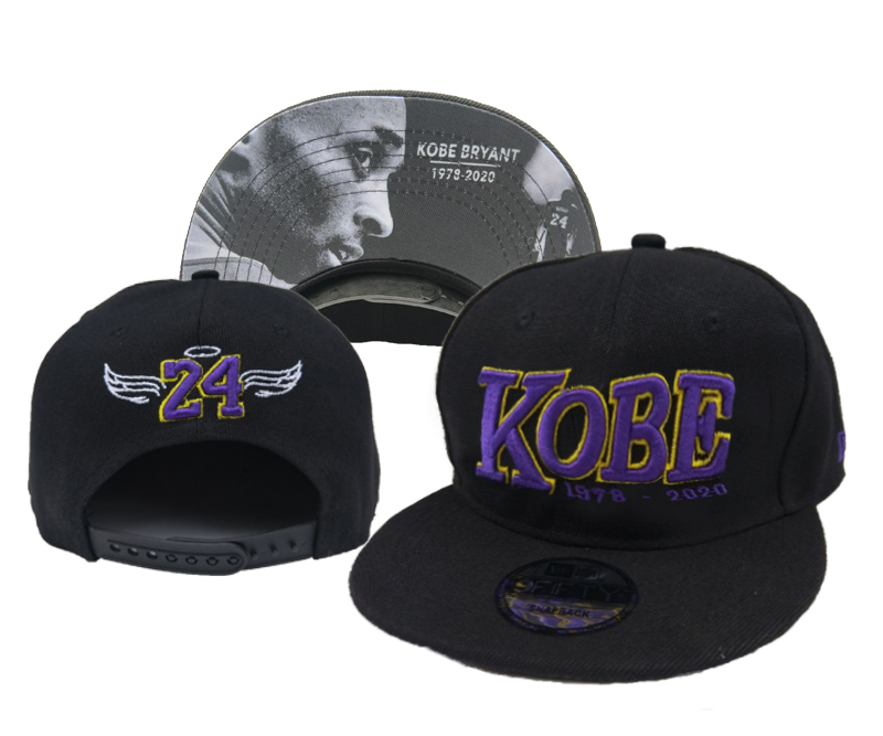 Lakers Team Logo 24 Kobe Bryant Black Adjustable Hat YD