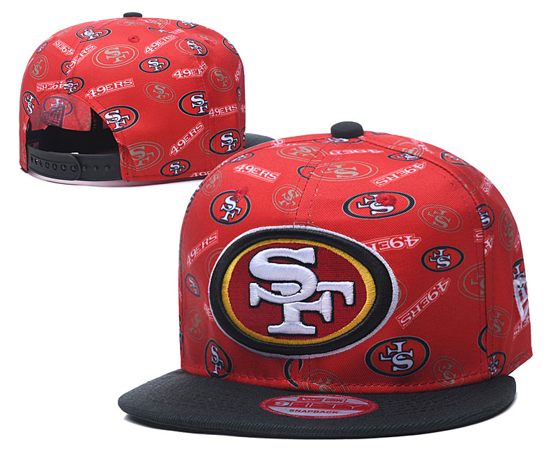 49ers Team Logos Red Black Adjustable Hat LH