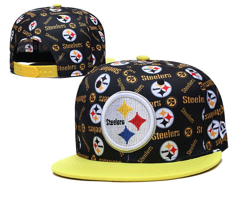 Steelers Team Logos Black Yellow Adjustable Hat LH