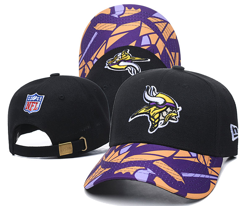 Vikings Team Logo Black Peaked Adjustable Hat LH