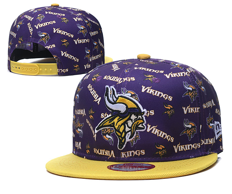 Vikings Team Logos Purple Yellow Adjustable Hat LH