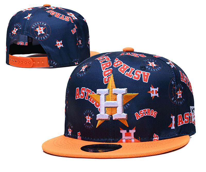 Astros Team Logos Navy Orange Adjustable Hat TX