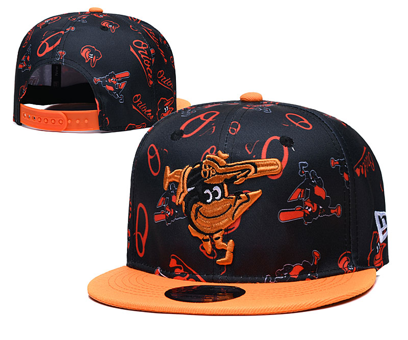Orioles Team Logos Black Orange Adjustable Hat TX