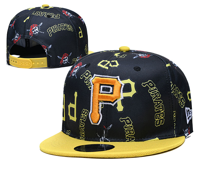 Pirates Team Logos Black Yellow Adjustable Hat TX