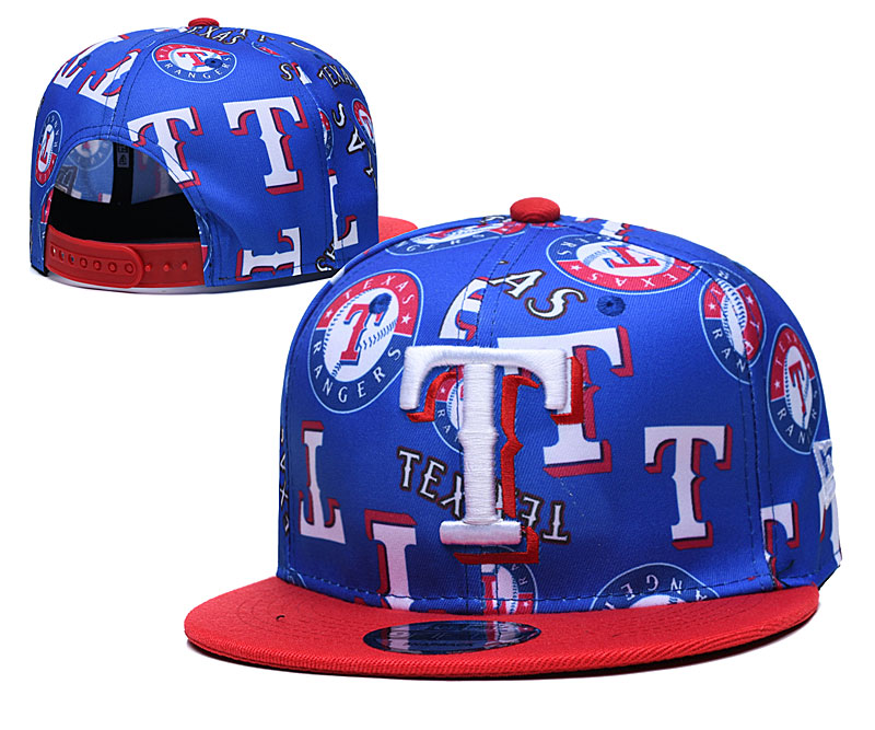 Rangers Team Logos Royal Red Adjustable Hat TX