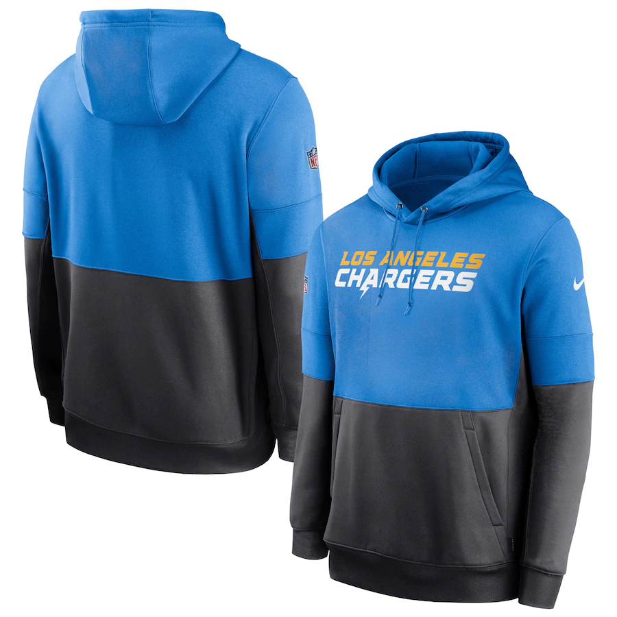 Men's Los Angeles Chargers Nike Blue Gray Sideline Impact Lockup Performance Pullover Hoodie