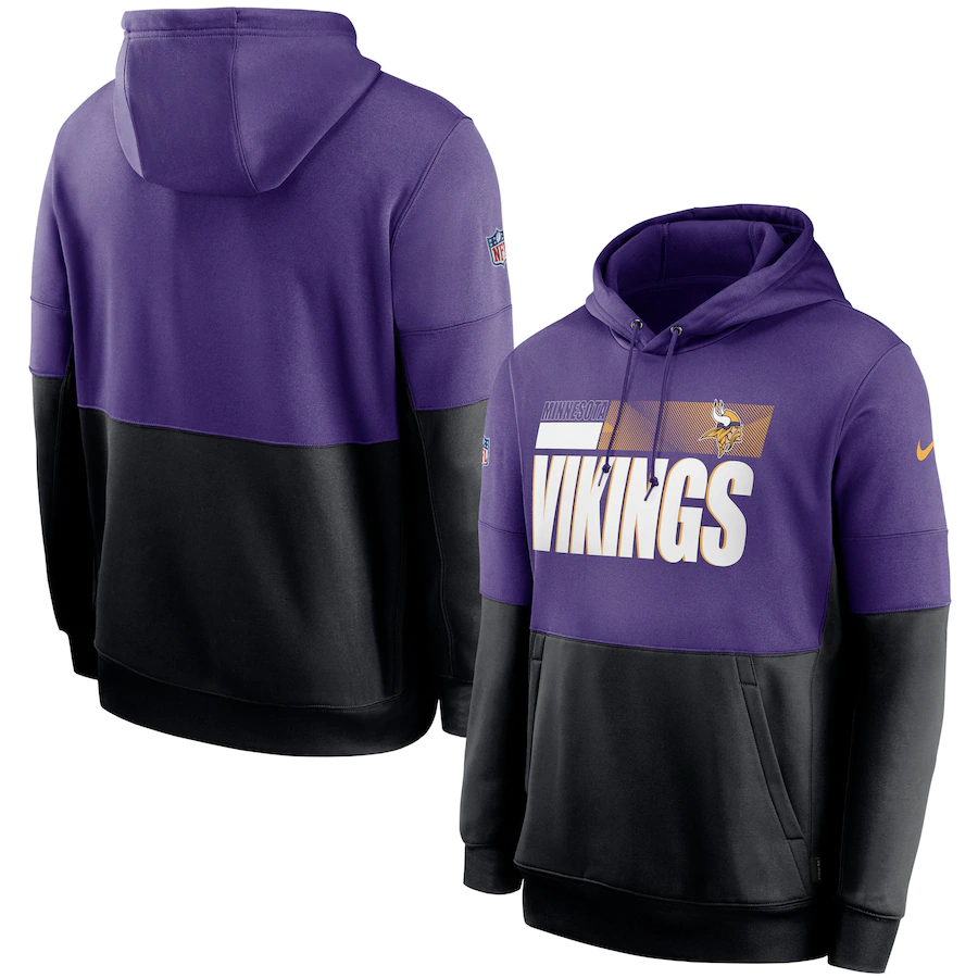 Men's Minnesota Vikings Nike Purple Black Sideline Impact Lockup Performance Pullover Hoodie