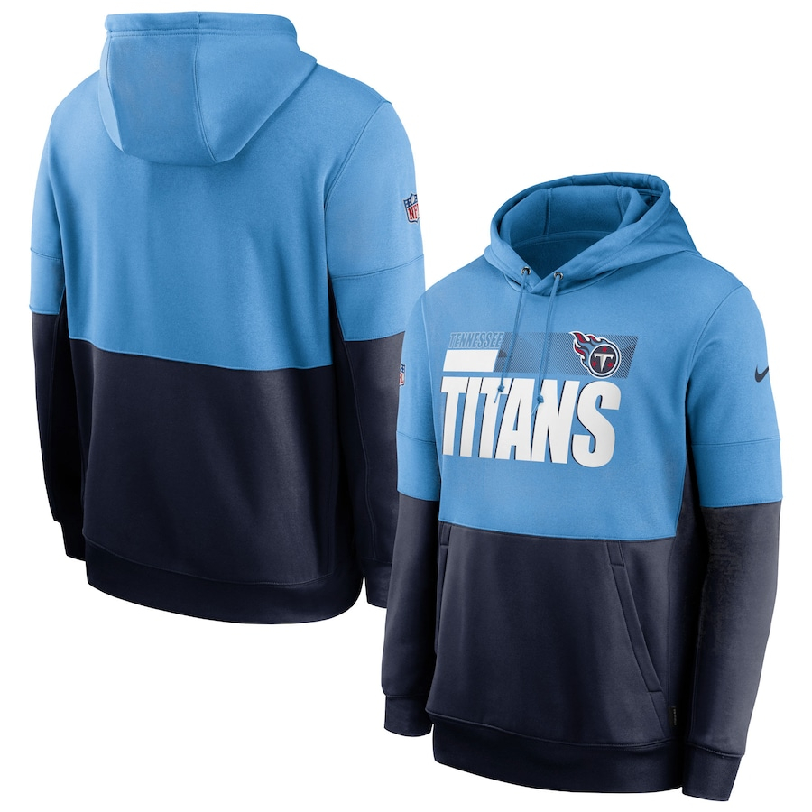 Men's Tennessee Titans Nike Bule Navy Sideline Impact Lockup Performance Pullover Hoodie