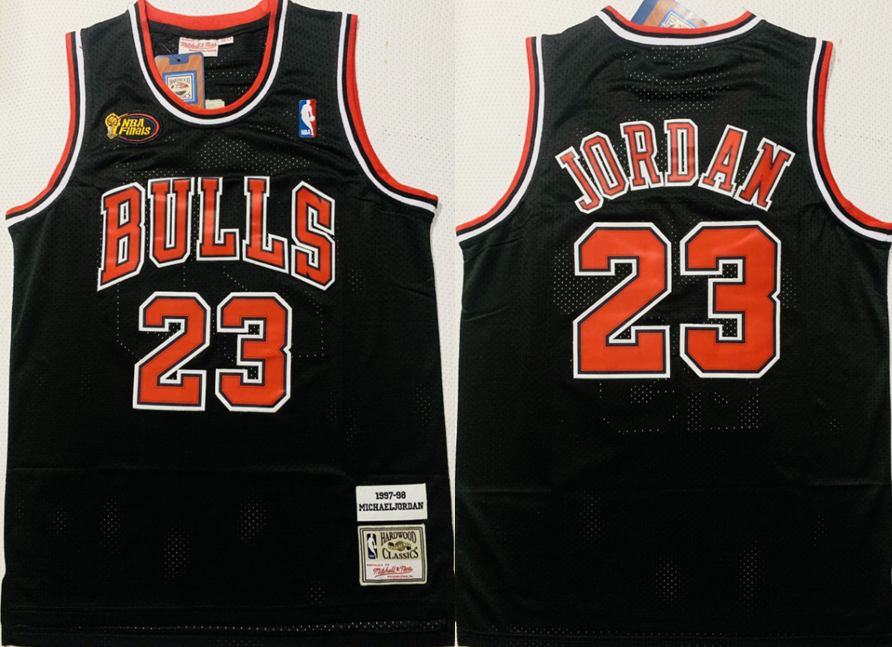 Bulls 23 Michael Jordan Black 1997-98 Hardwood Classics NBA Finals Jersey