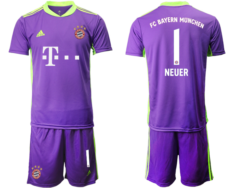 2020-21 Bayern Munich 1 NEUER Purple Soccer Jersey