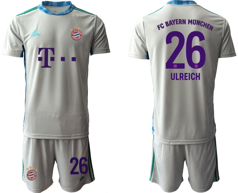 2020-21 Bayern Munich 26 ULREICH Gray Goalkeeper Soccer Jersey