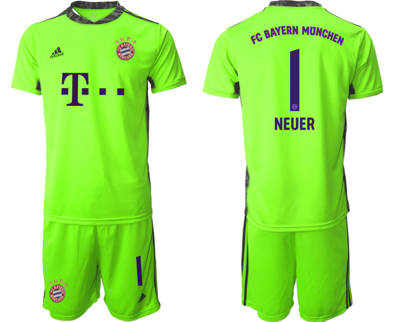 2020-21 Bayern Munich Fluorescent 1 NEUER Green Soccer Jersey