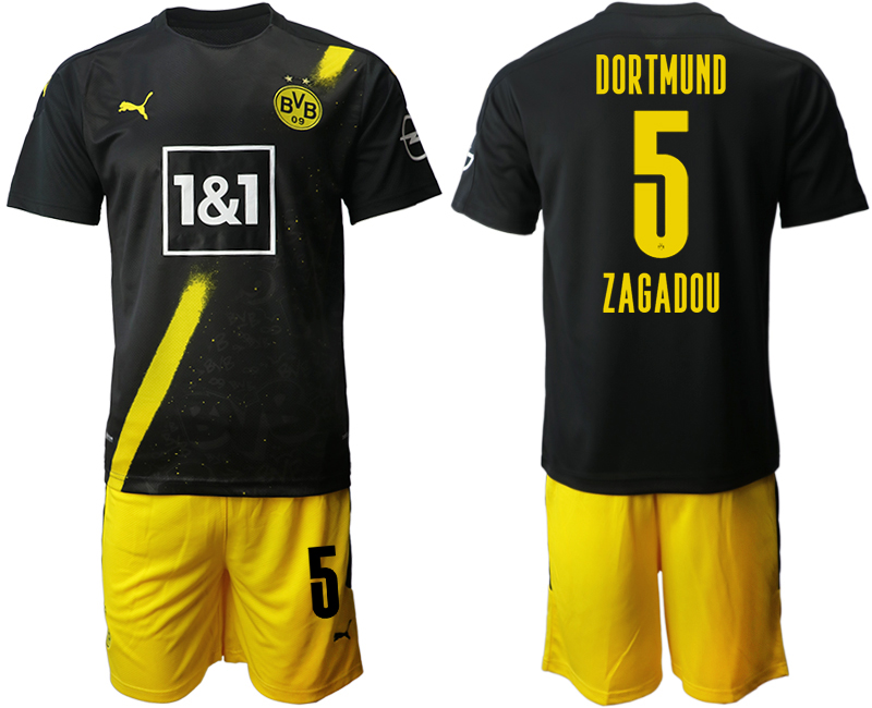 2020-21 Dortmund 5 ZAGADOU Away Soccer Jersey