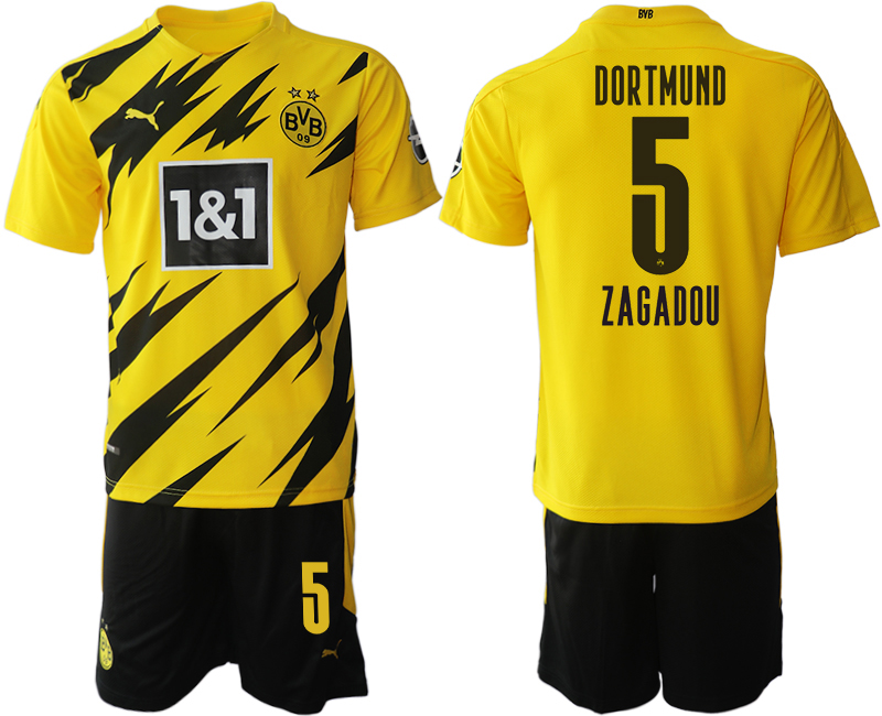 2020-21 Dortmund 5 ZAGADOU Home Soccer Jersey