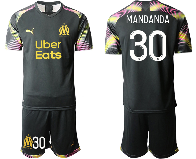 2020-21 Marseilles 30 MANDANDA Black Goalkeeper Soccer Jersey