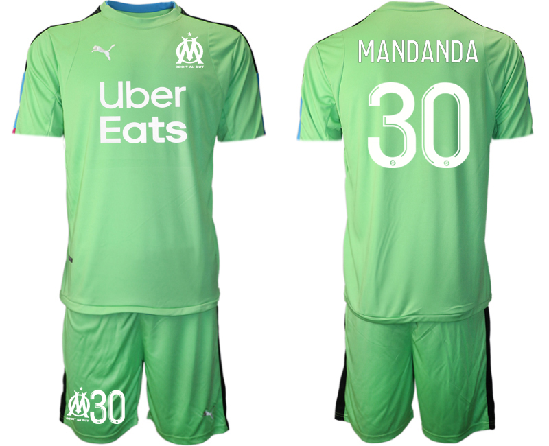 2020-21 Marseilles 30 MANDANDA Fruit Green Goalkeeper Soccer Jersey