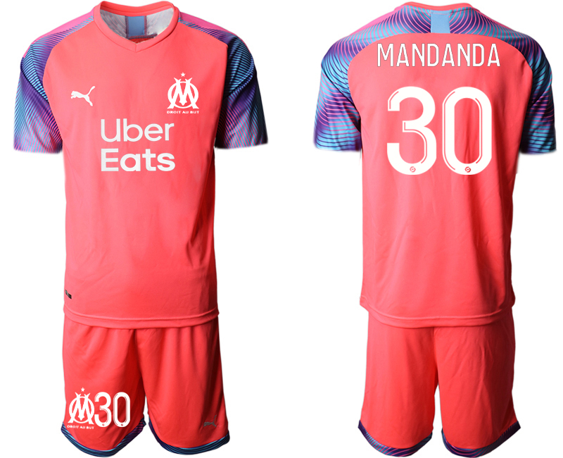 2020-21 Marseilles 30 MANDANDA Pink Goalkeeper Soccer Jersey