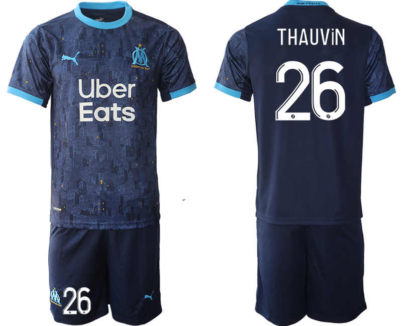 2020-21 Olympique de Marseille 26 THAUVIN Away Soccer Jersey - Click Image to Close