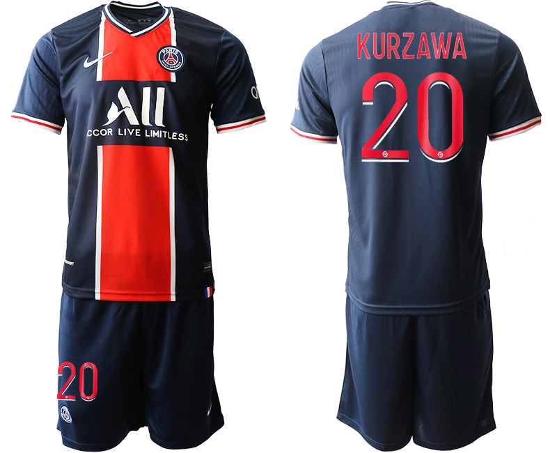 2020-21 Paris Saint-Germain 20 KURZAWA Home Soccer Jerseys