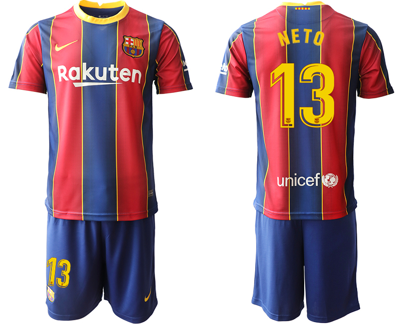 2020-21 Barcelona 13 NETO Home Soccer Jersey - Click Image to Close
