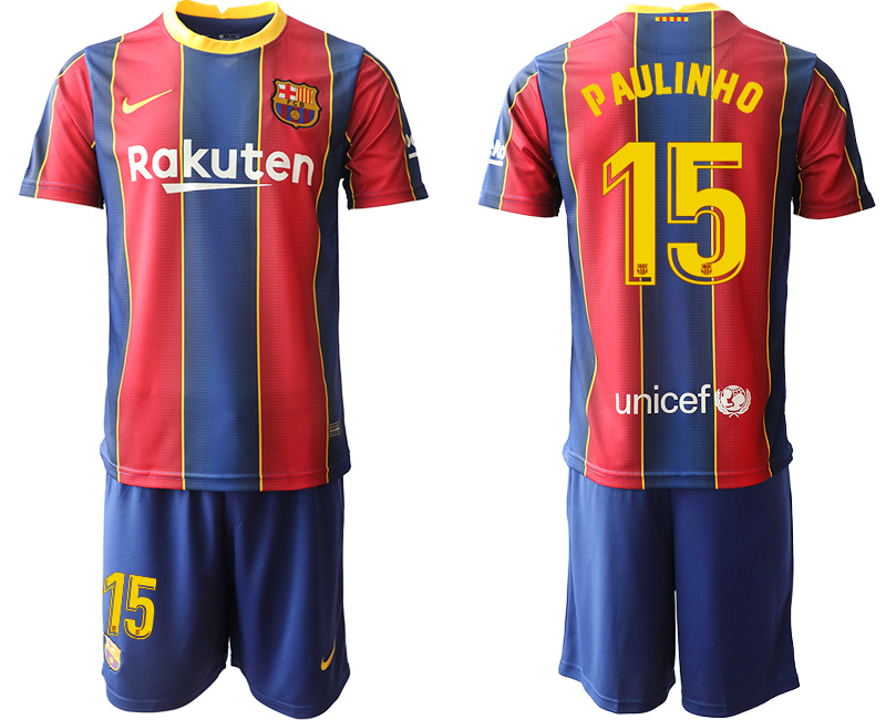 2020-21 Barcelona 15 P AULINHO Home Soccer Jersey