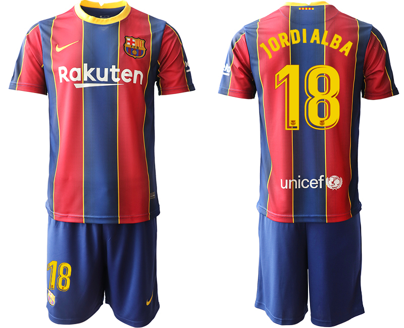 2020-21 Barcelona 18 JORDIALBA Home Soccer Jersey - Click Image to Close
