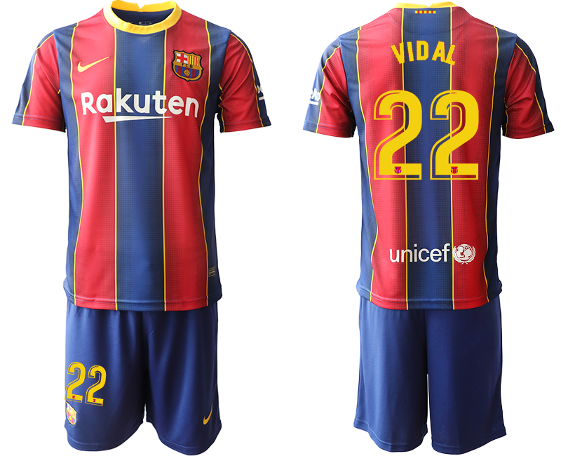 2020-21 Barcelona 22 VIDAL Home Soccer Jersey - Click Image to Close