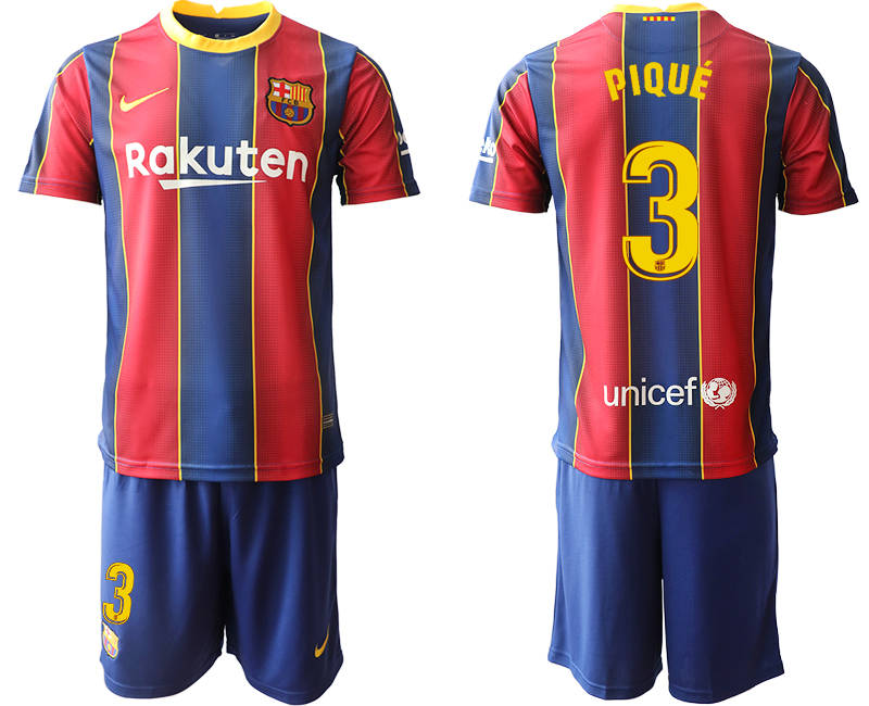 2020-21 Barcelona 3 PIQUE Home Soccer Jersey