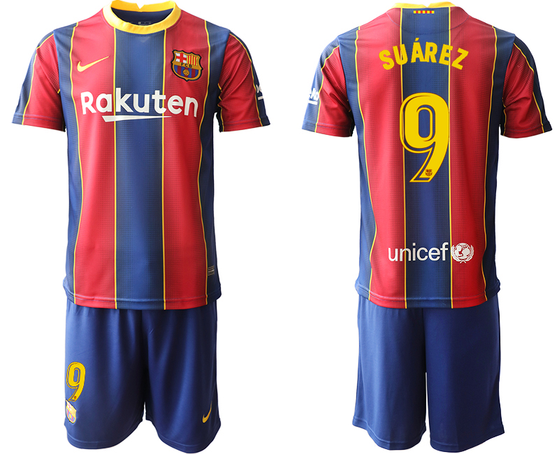 2020-21 Barcelona 9 SUAREZ Home Soccer Jersey - Click Image to Close