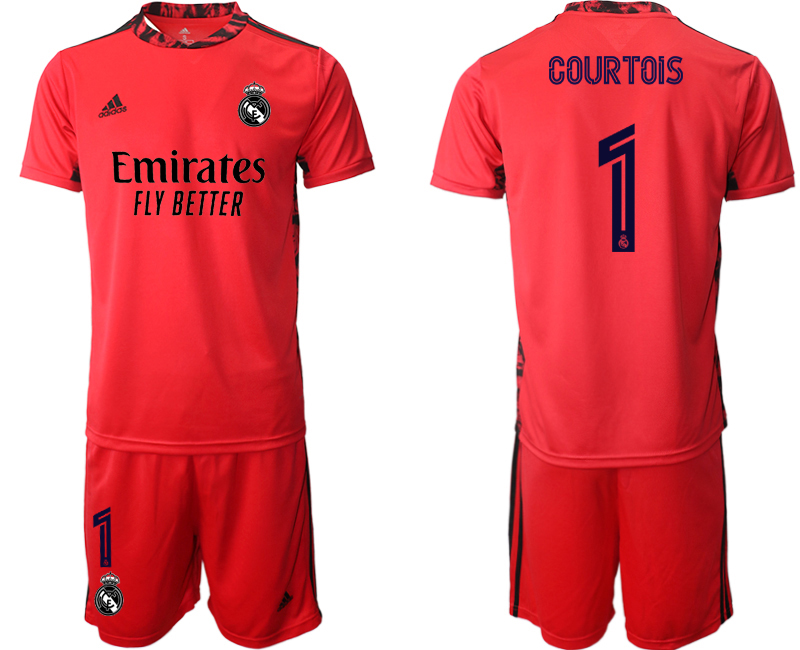 2020-21 Real Madrid 1 COURTOIS Red Goalkeeper Soccer Jersey