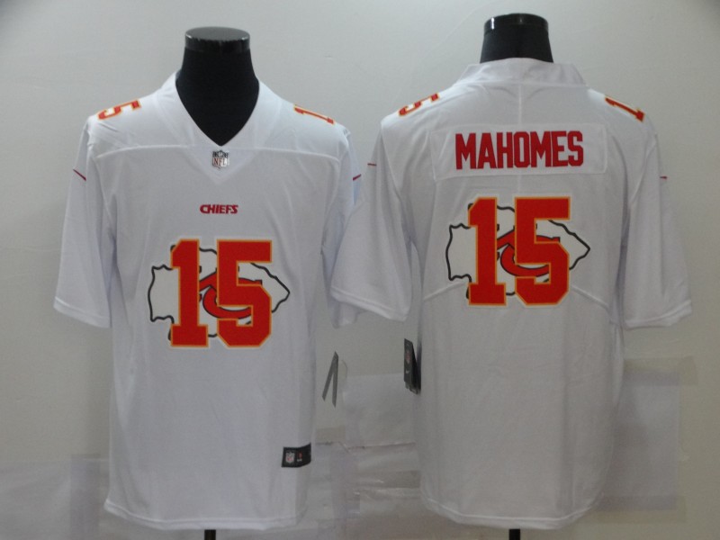 Nike Chiefs 15 Patrick Mahomes White Shadow Logo Limited Jersey - Click Image to Close