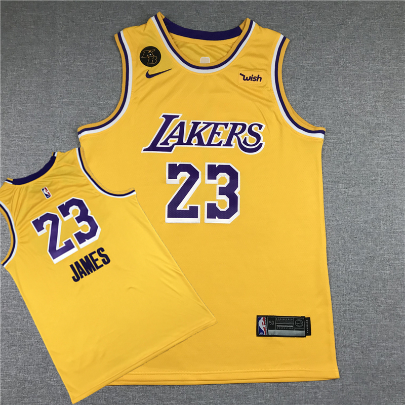 Lakers 23 Lebron James Yellow KB Nike Swingman Jersey