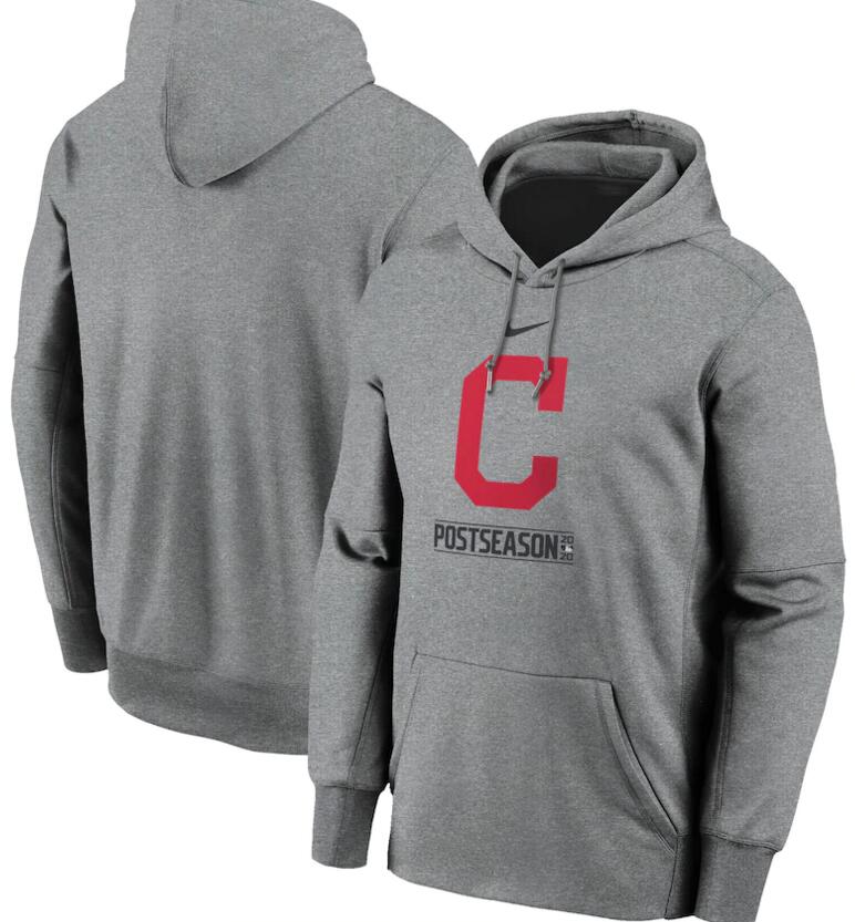 Men's Cleveland Indians Nike Gray 2020 Postseason Collection Pullover Hoodie