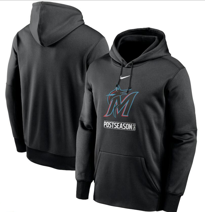 Men's Miami Marlins Nike Black 2020 Postseason Collection Pullover Hoodie