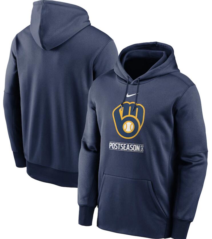 Men's Milwaukee Brewers Nike Navy 2020 Postseason Collection Pullover Hoodie Men's Milwaukee Brewers Nike Navy 2020 Postseason Collection Pullover Hoodie