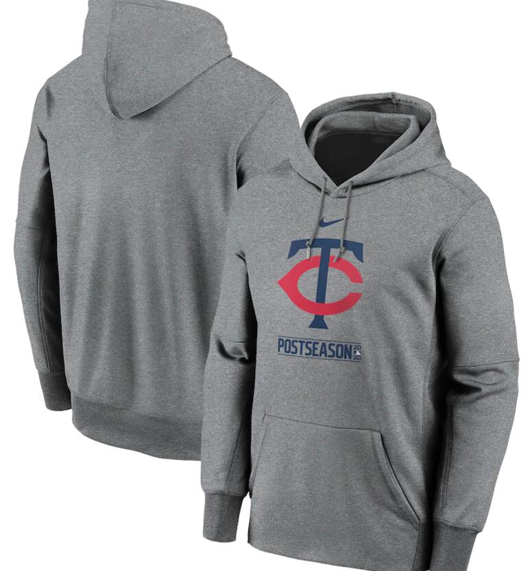 Men's Minnesota Twins Nike Gray 2020 Postseason Collection Pullover Hoodie